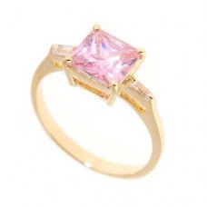 18k Gold 2 Created Diamonds & Pink Diamond Ring